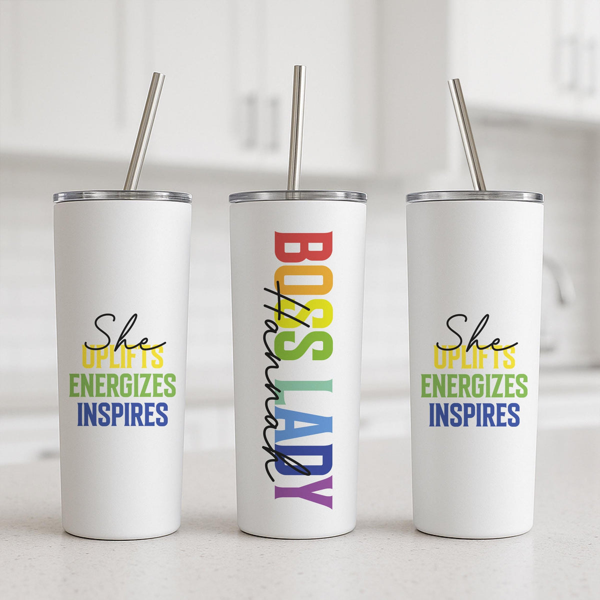 Custom Boss Lady Tumbler, Motivational Stainless Steel Insulated Cup with Straw