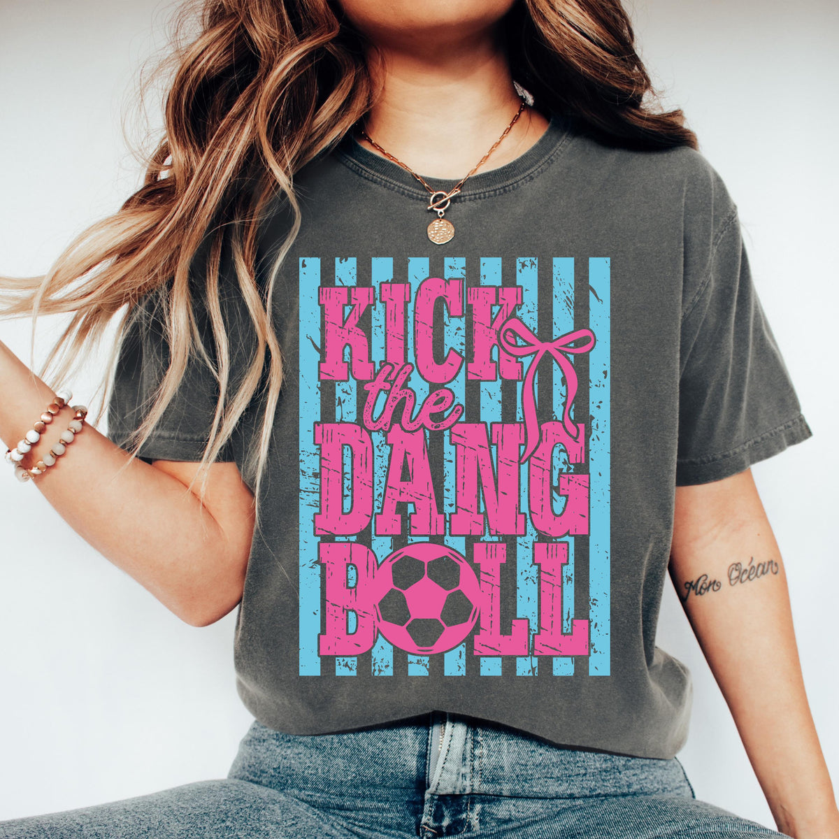 Comfort Colors® Kick the Dang Ball T-Shirt, Football Lover Tee, Football Mom Gift