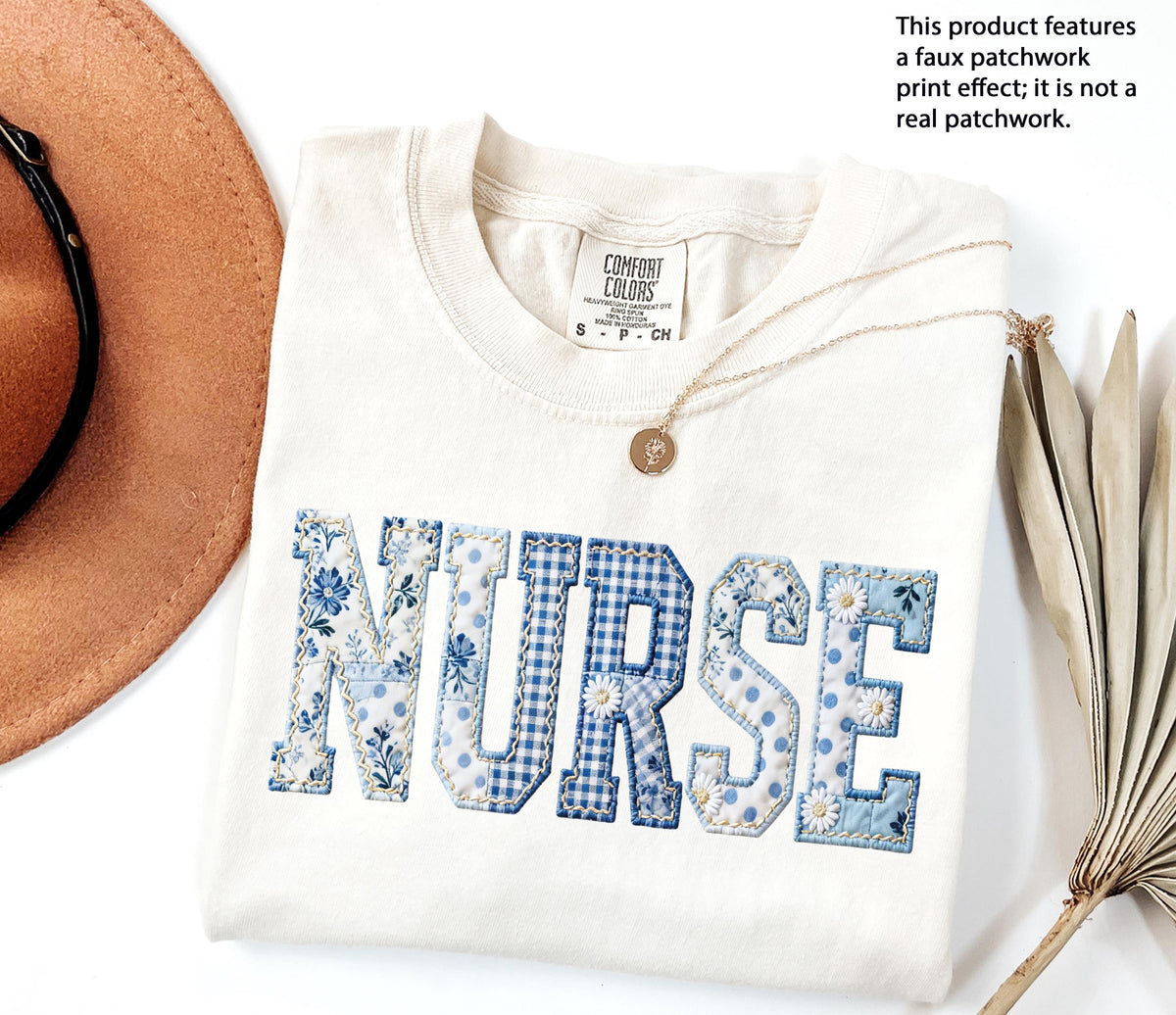 Comfort Colors® Faux Patchwork Nurse T-Shirt, Nurse Graduation Tee, Nurse Week Gift Tee