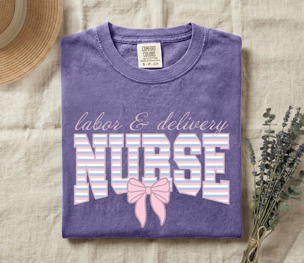Comfort Colors® Labor and Delivery Nurse Shirt, Coquette Bow Nursing Tee, Nurse Week Gift