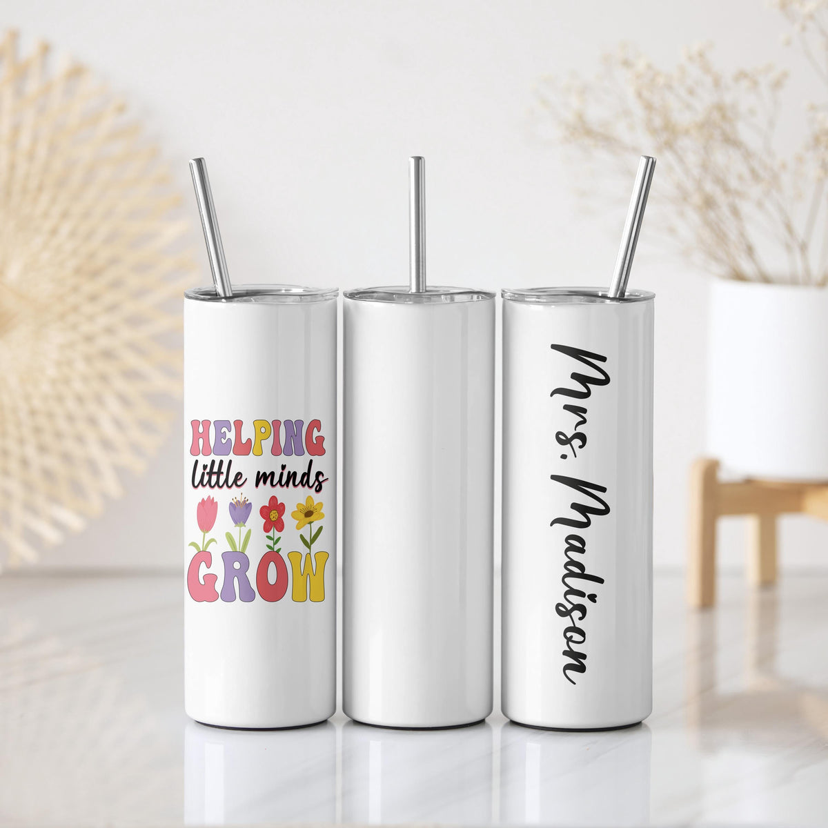 Personalized Helping Little Minds Grow Cup, Custom Name Teacher Coffee Tumbler