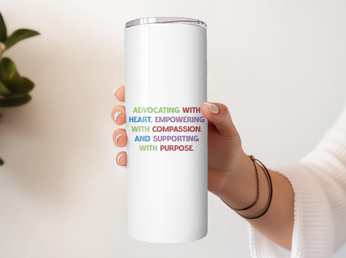 Custom Name Social Worker Coffee Tumbler, Personalized Therapist Cup, Advocate Compassion Gift