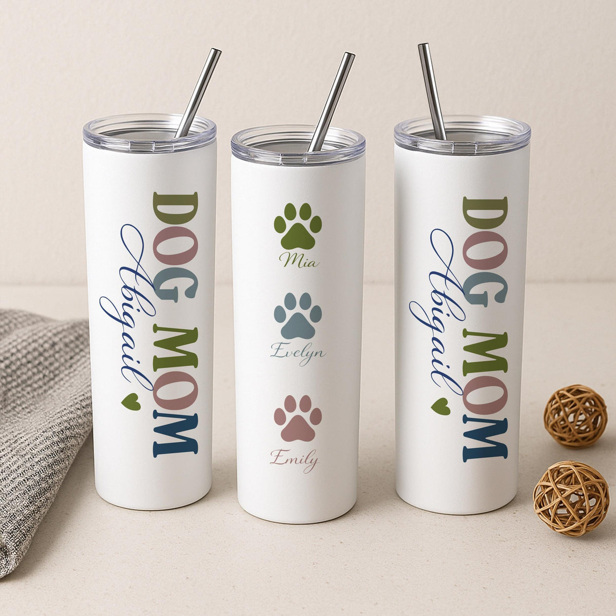 Personalized Dog Mom Tumbler, Custom Pet Name Travel Mug, Insulated Coffee Cup