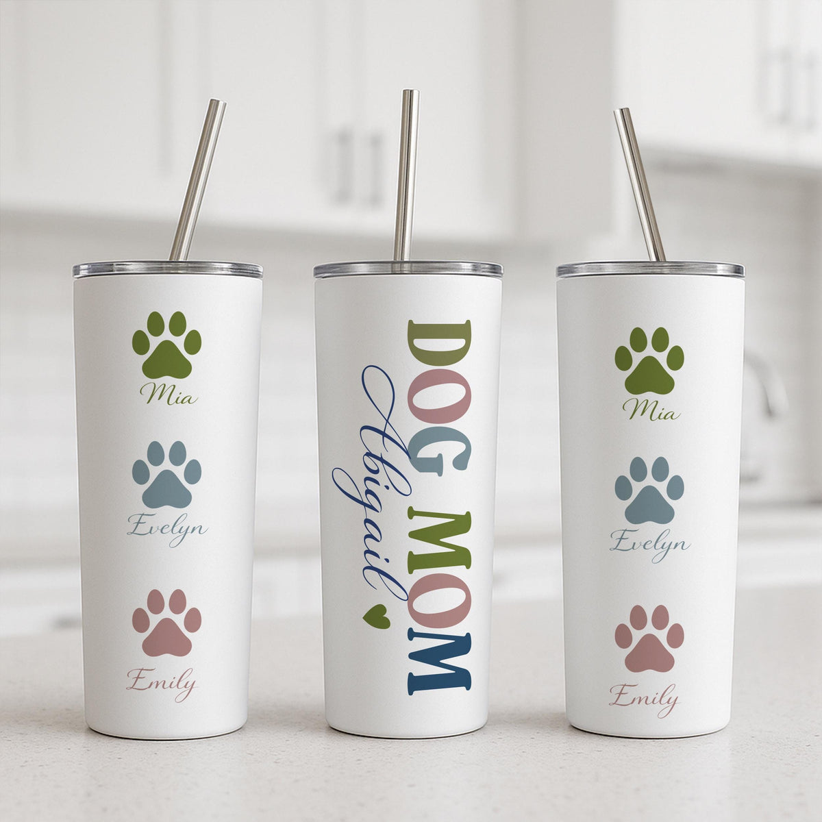 Personalized Dog Mom Tumbler, Custom Pet Name Travel Mug, Insulated Coffee Cup