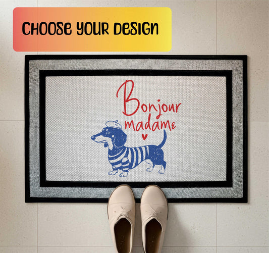 Funny Dachshund Doormat, Wiener Dog Welcome Mat, Dogs Lover Housewarming Gift, Pets Owner Front Porch Rug, Home Entrance Decor