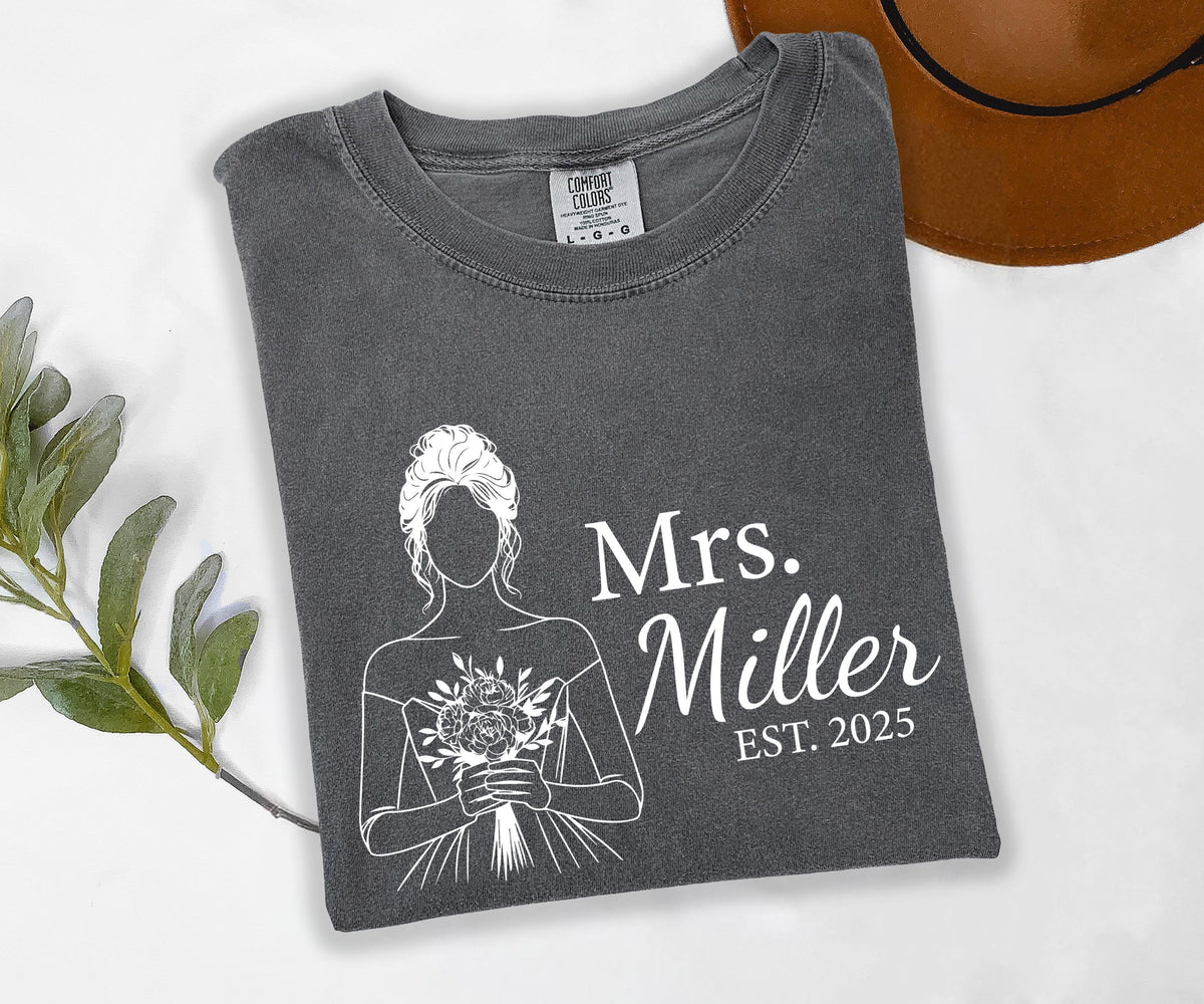 Custom Mrs. Bride Comfort Colors® Shirt, Bride to Be Tee, Bachelorette Party Gift