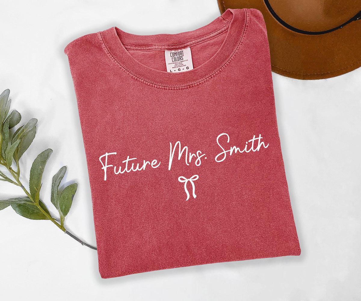 Future Mrs. Comfort Colors® T-shirt, Coquette Custom Fiancee Tee, Engagement Gift Shirt