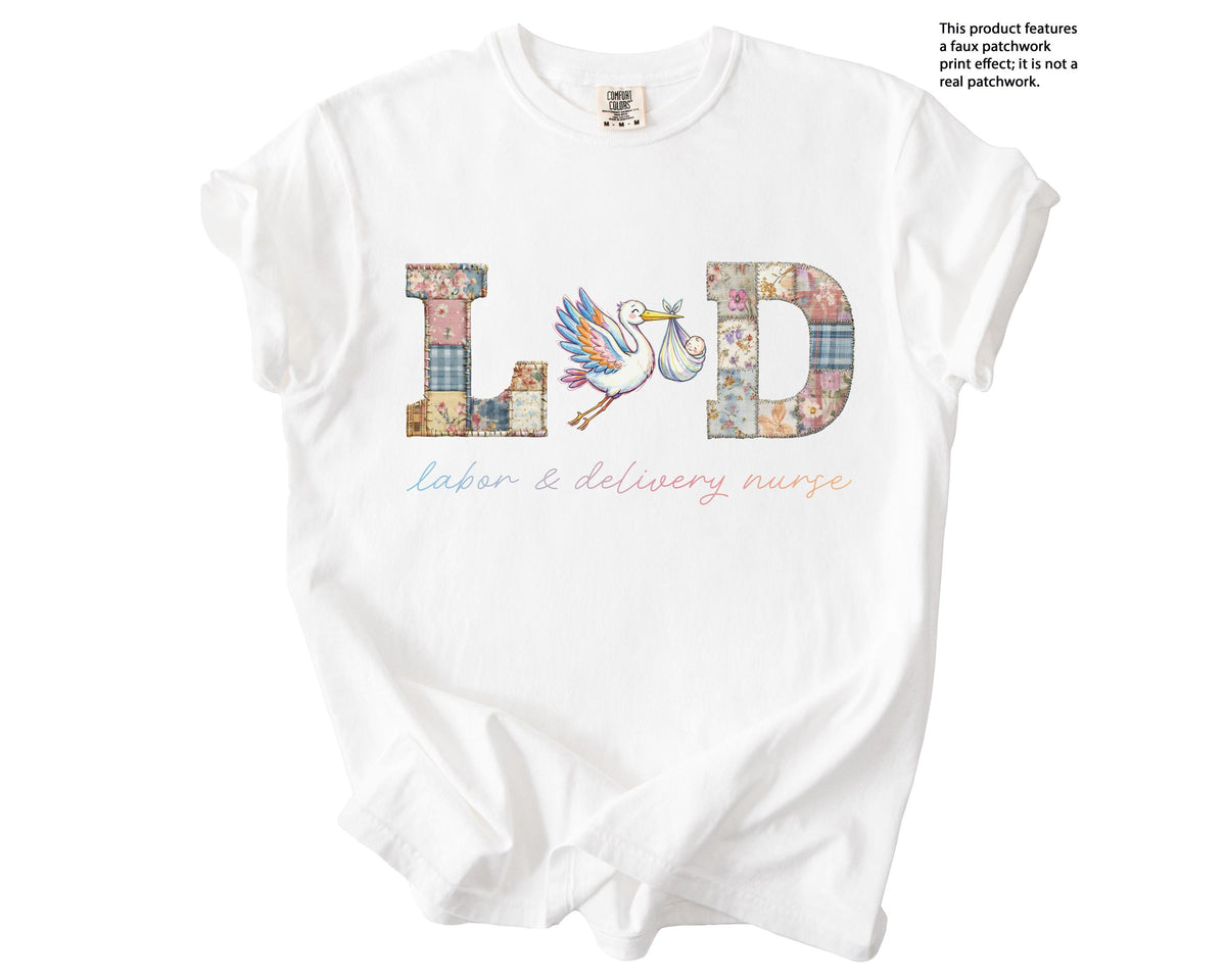 Faux Patchwork Labor and Delivery Nurse Shirt
