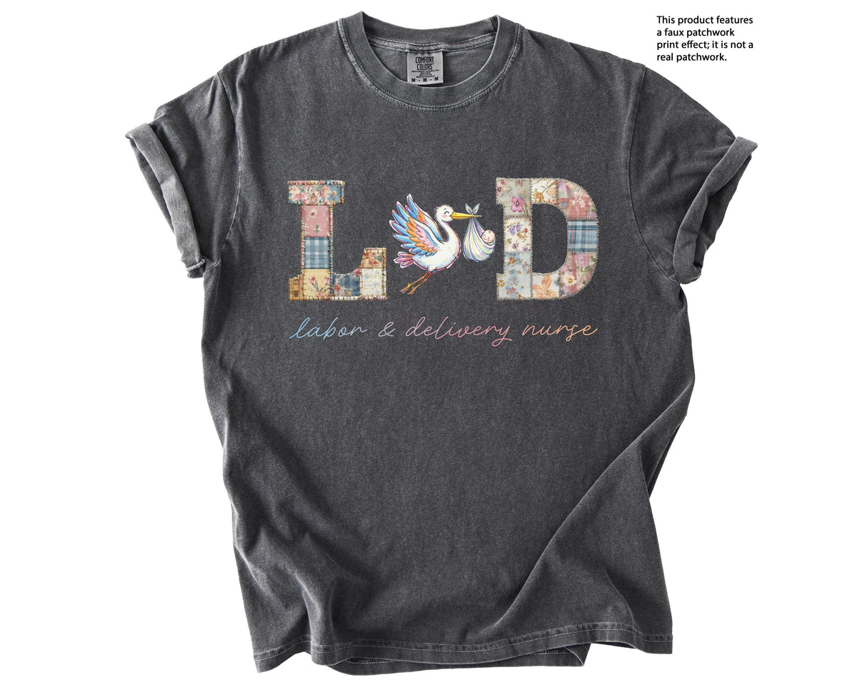 Faux Patchwork Labor and Delivery Nurse Shirt
