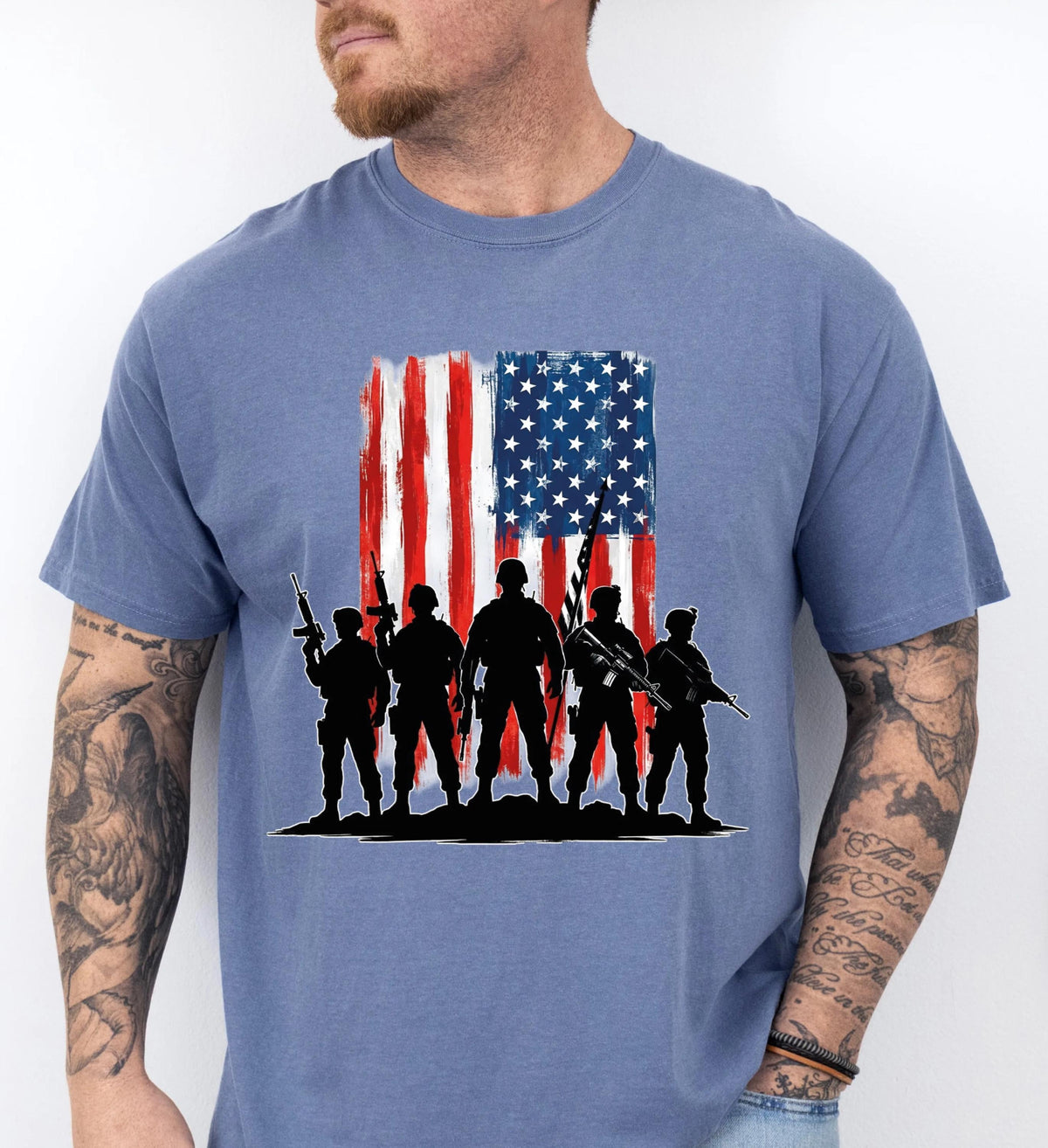American Flag and Soldiers Graphic Shirt