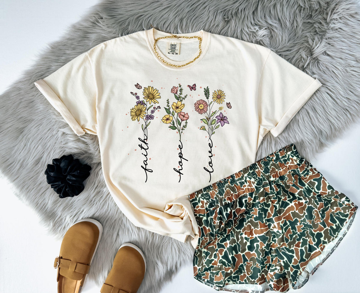 Faith Hope Love Wildflower Graphic Shirt