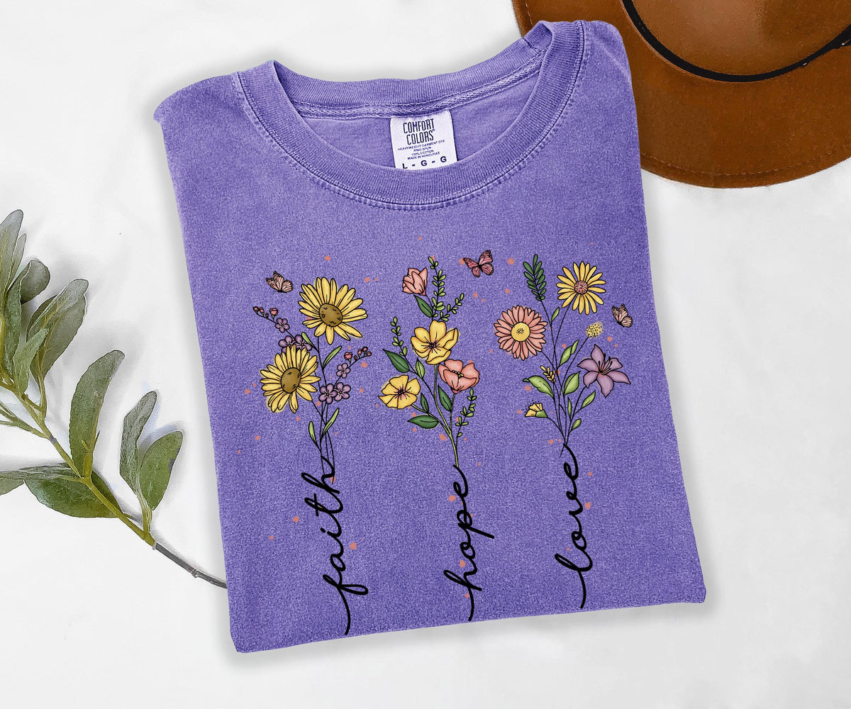 Faith Hope Love Wildflower Graphic Shirt