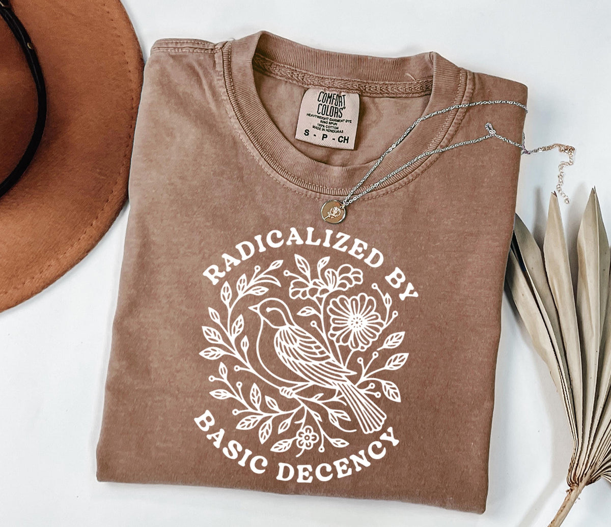 Radicalized by Basic Decency Bird Graphic Shirt