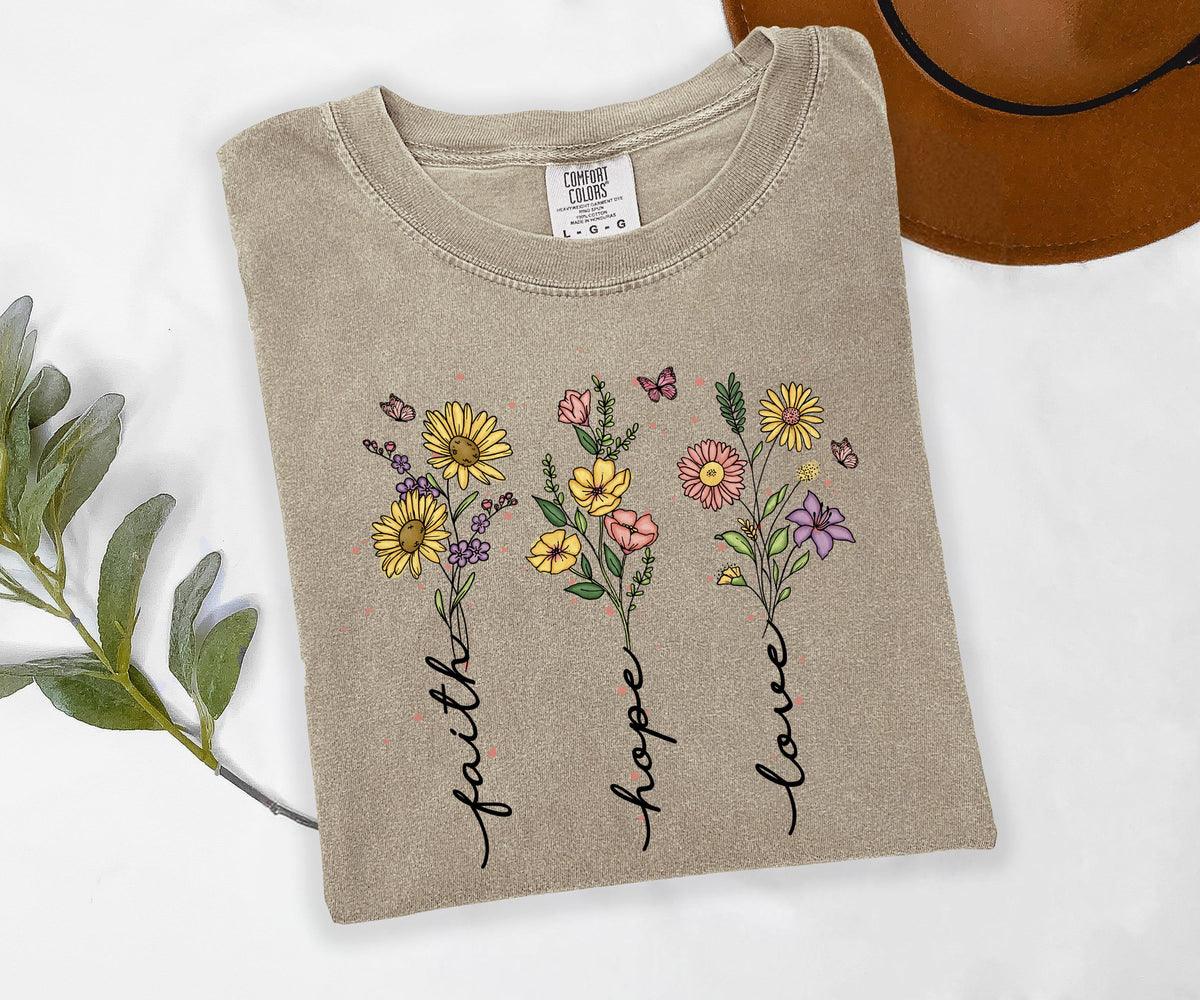 Faith Hope Love Wildflower Graphic Shirt