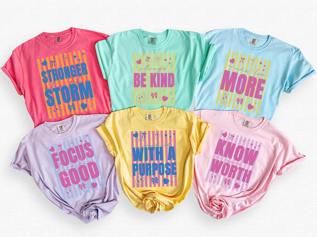 Comfort Colors® Striped Faith Based T-Shirt, Religious Women Gift Shirt, Bible Verse Motivational Tee