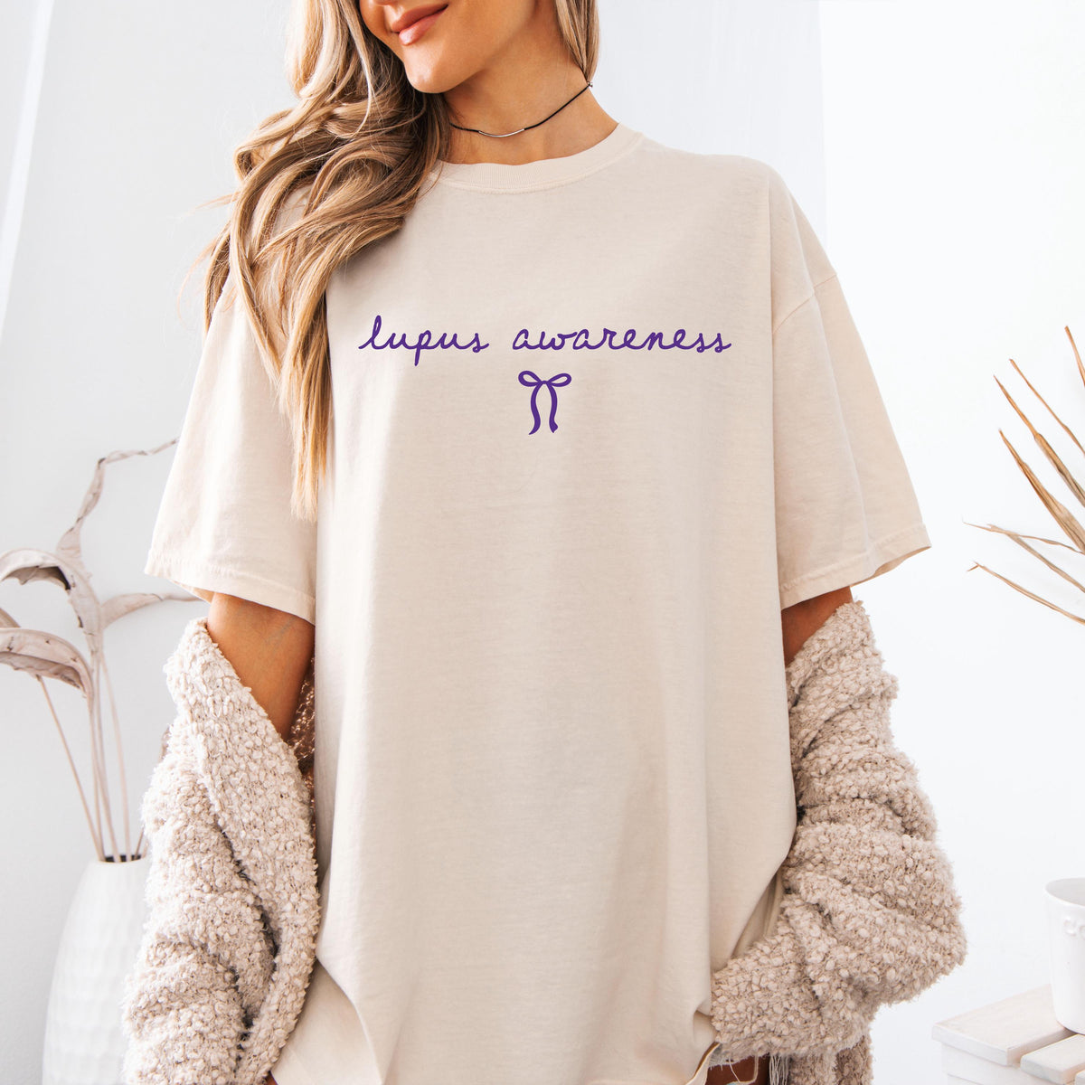 Comfort Colors® Lupus Warrior Shirt, Coquette Bow Lupus Fighter T-Shirt, Purple Ribbon Tee Gift