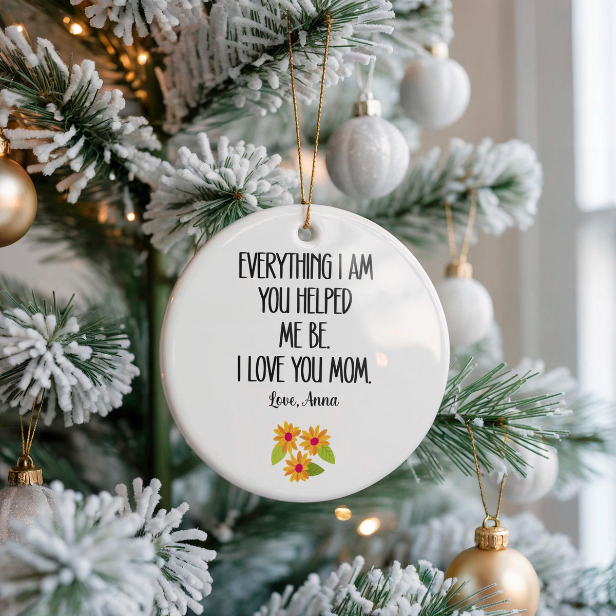 Personalized Ceramic Ornament, Mom Gift, Mother's Day Keepsake, Custom Name Decoration