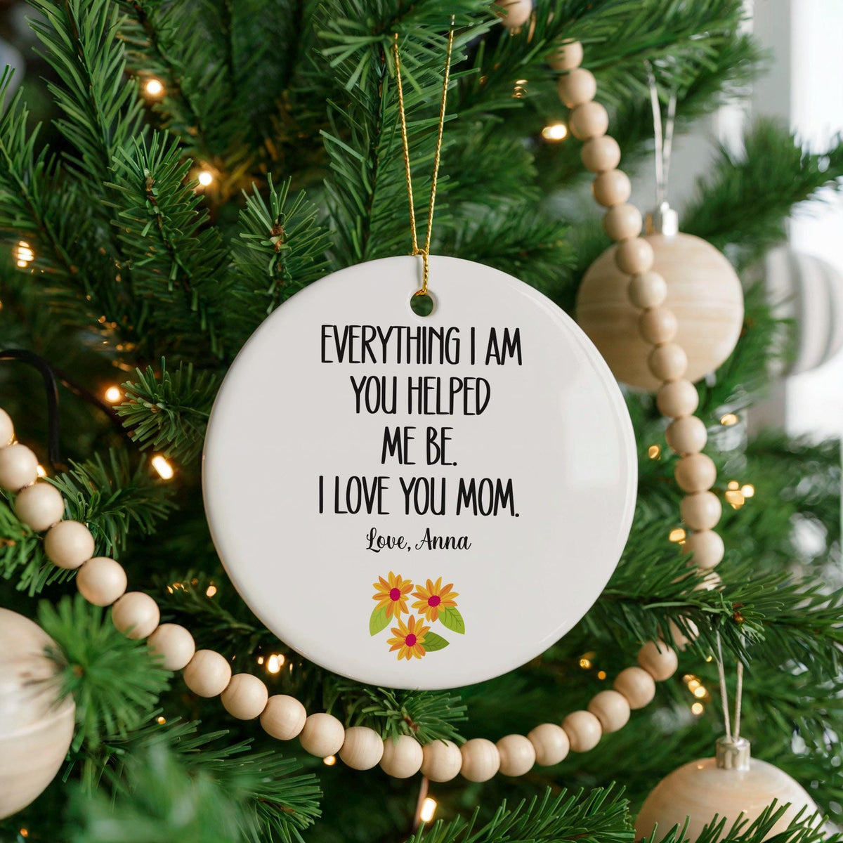 Personalized Ceramic Ornament, Mom Gift, Mother's Day Keepsake, Custom Name Decoration