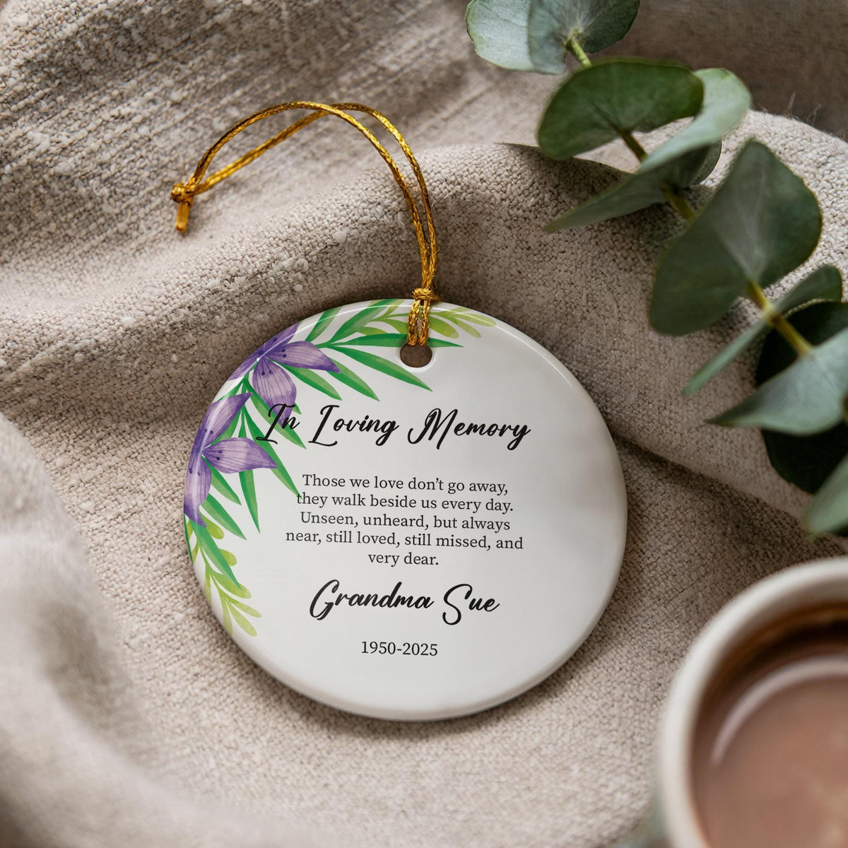 Personalized In Loving Memory Ceramic Ornament, Grandma Remembrance Gift