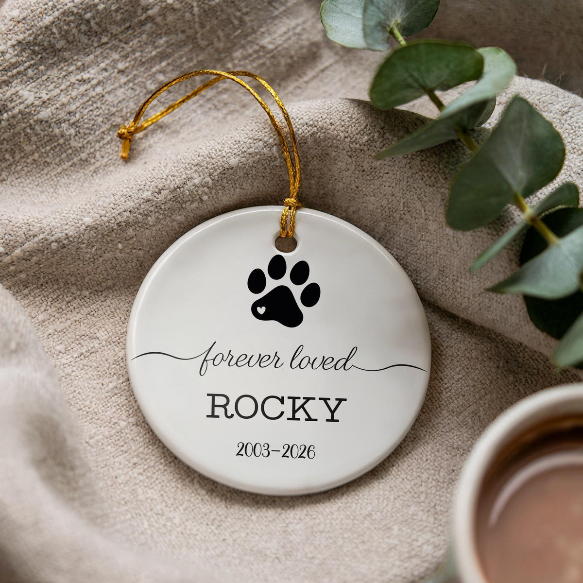 Personalized Pet Memorial Ceramic Ornament, Custom Name Keepsake, Pet Loss Sympathy Gift