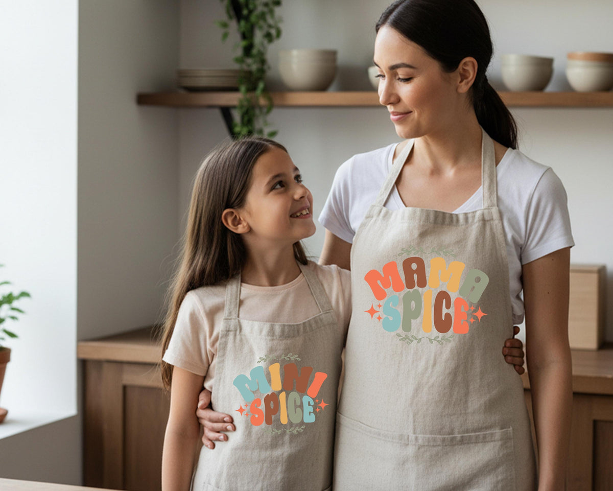 Mama and Mini Aprons, Spice Mom Daughter Matching Apron, Mother's Day Gift Apron