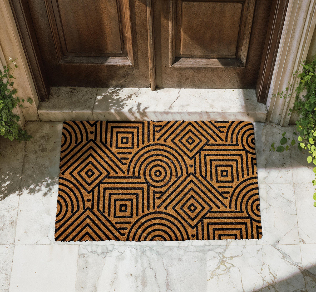 Modern Geometric Pattern Doormat, Minimalist Line Design Welcome Mat