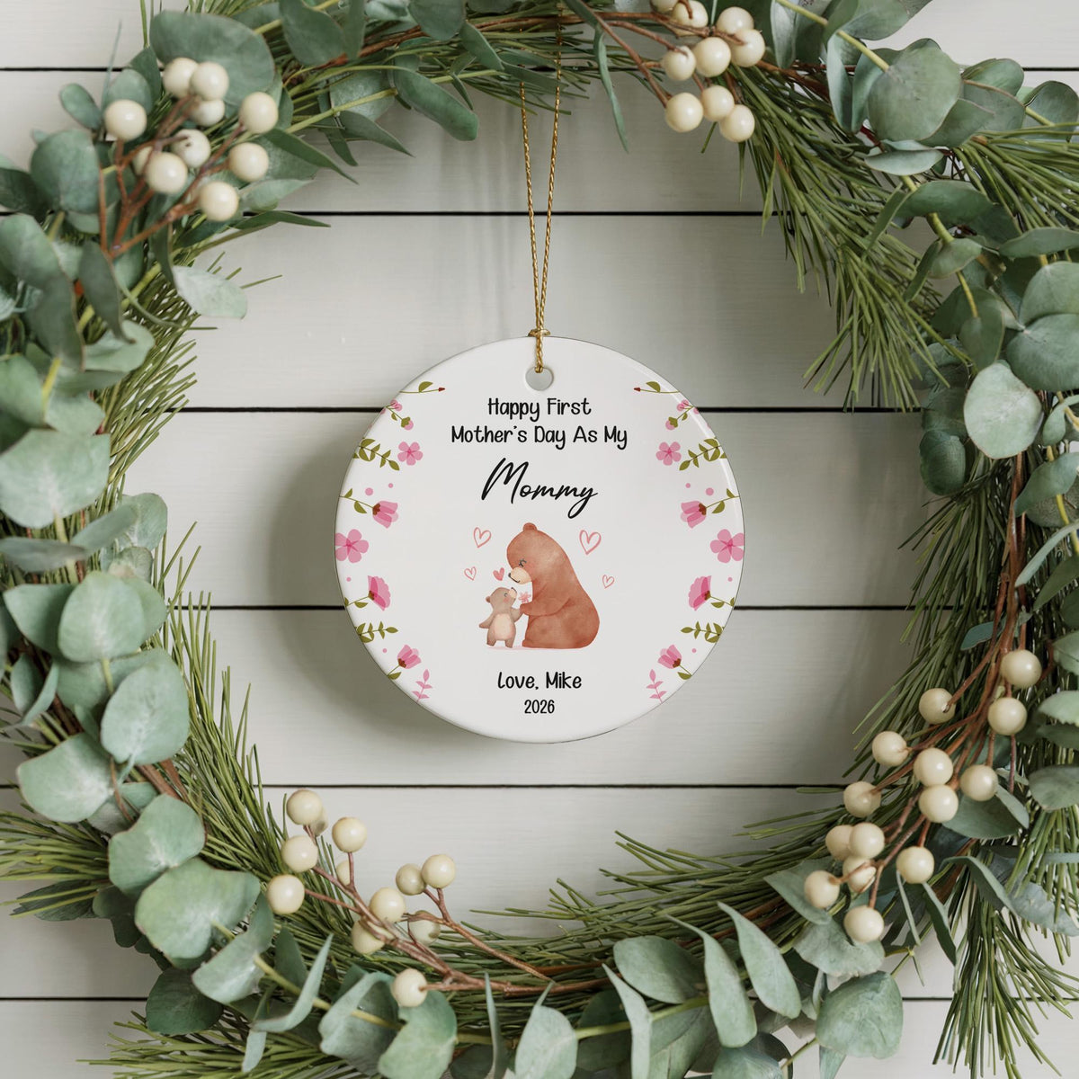 Custom Happy First Mother's Days As My Mommy Ornament, First Mothers Day Ceramic Ornament