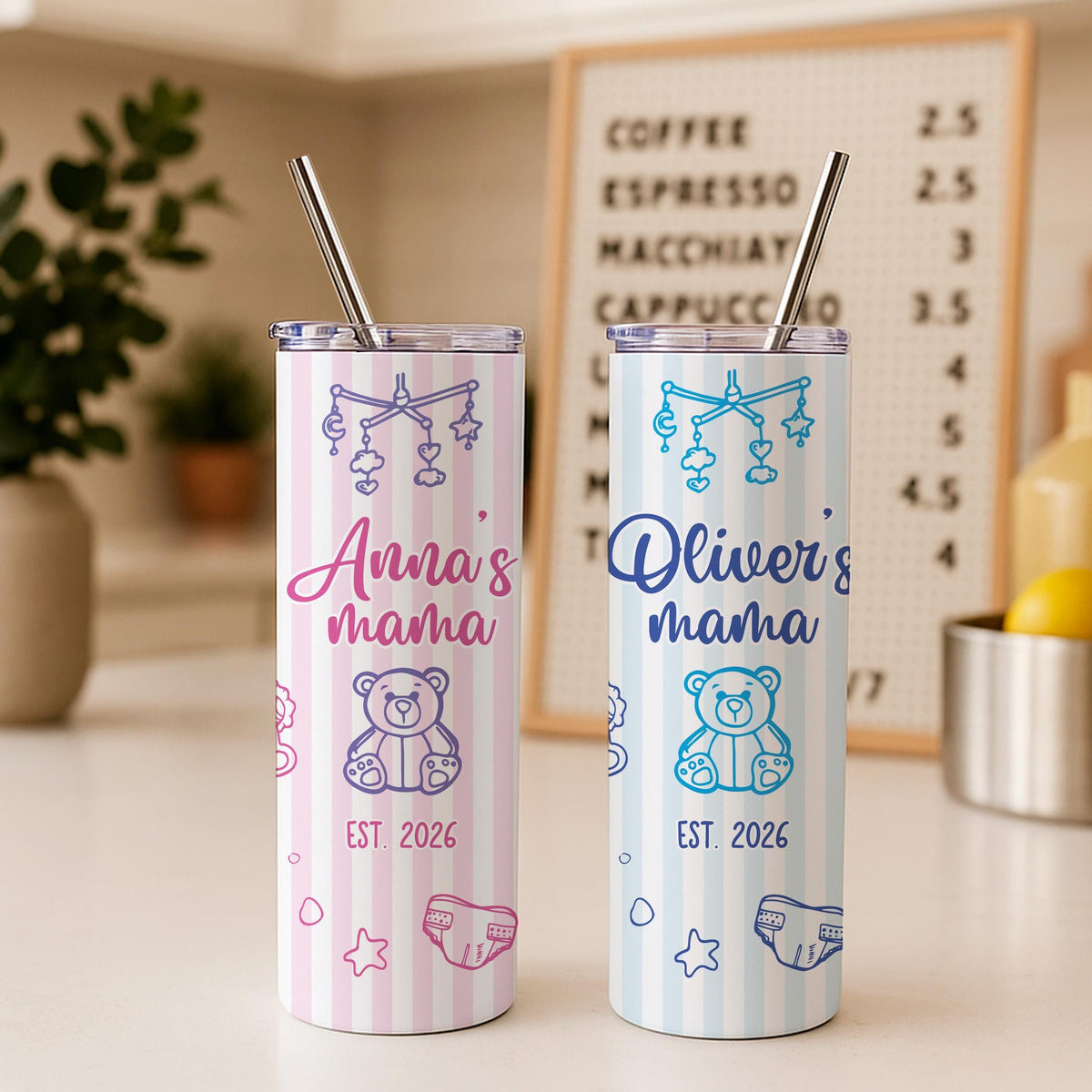 Personalized Mama Est Year Tumbler, New Mom Tumbler, Expectant Mom Gift, Custom Mom Tumbler
