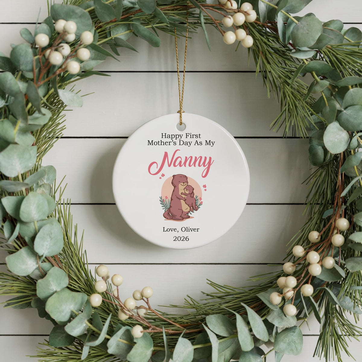 Custom Grandma Mothers Day Ornament, First Mothers Day As My Nanny Gift