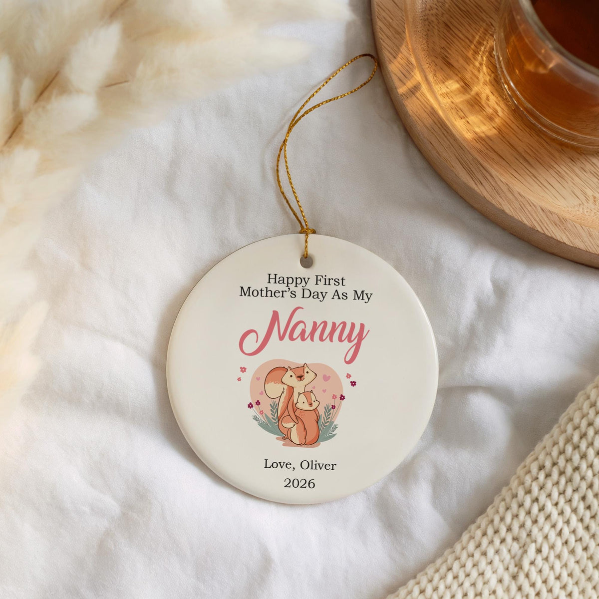 Custom Grandma Mothers Day Ornament, First Mothers Day As My Nanny Gift