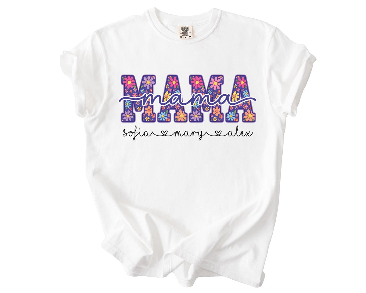 Comfort Colors® Personalized Floral Mama Shirt, Custom Nana & Gigi T-Shirts, Mother's Day Gift