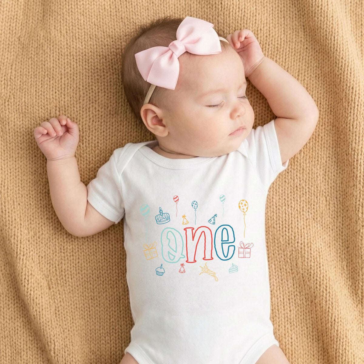 First Birthday Balloons T-Shirt, One Birthday Party Tee, 1st Birthday Gift Bodysuit