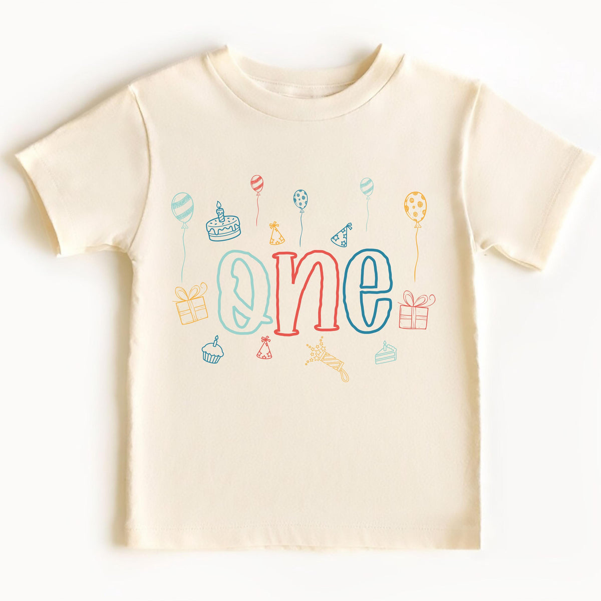 First Birthday Balloons T-Shirt, One Birthday Party Tee, 1st Birthday Gift Bodysuit