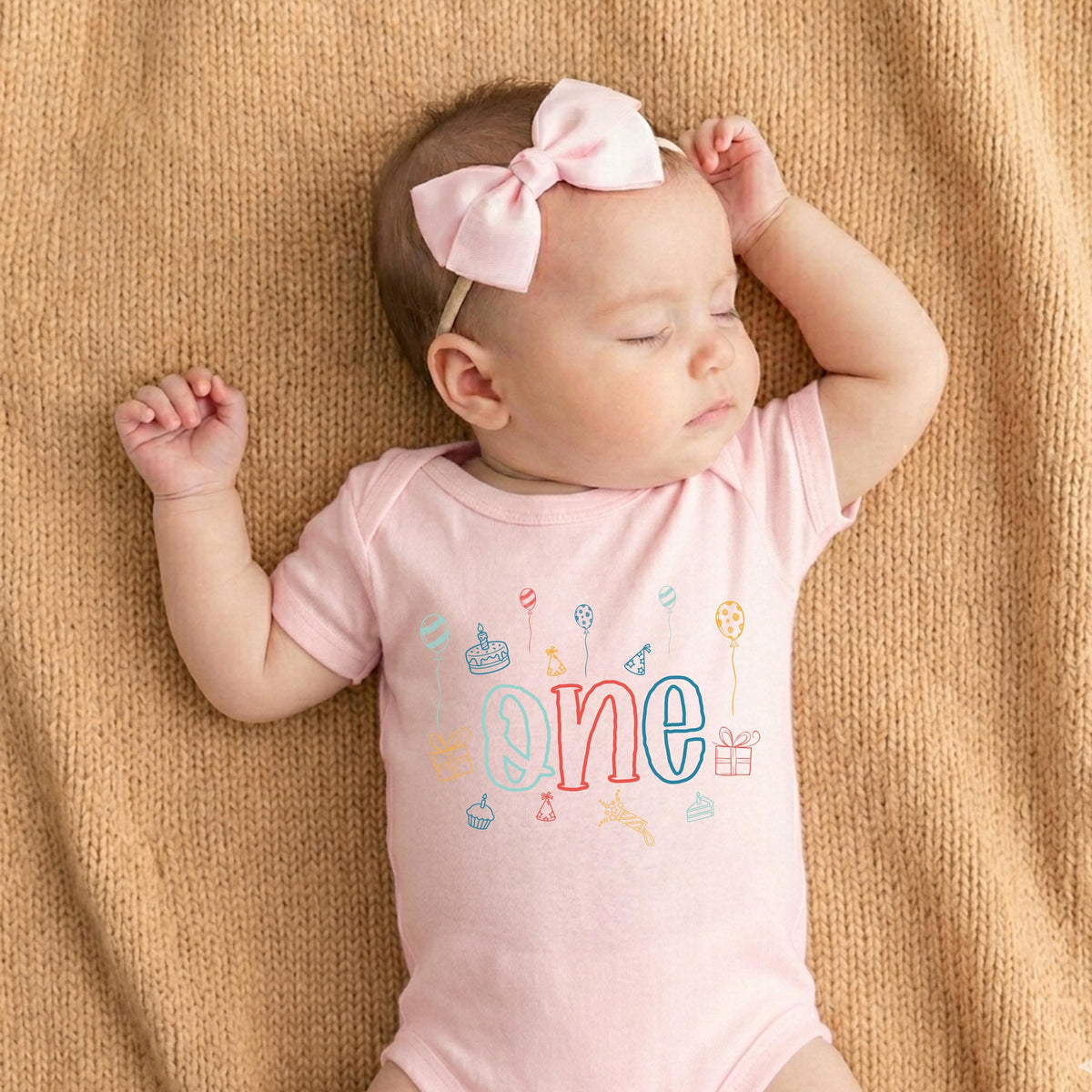 First Birthday Balloons T-Shirt, One Birthday Party Tee, 1st Birthday Gift Bodysuit