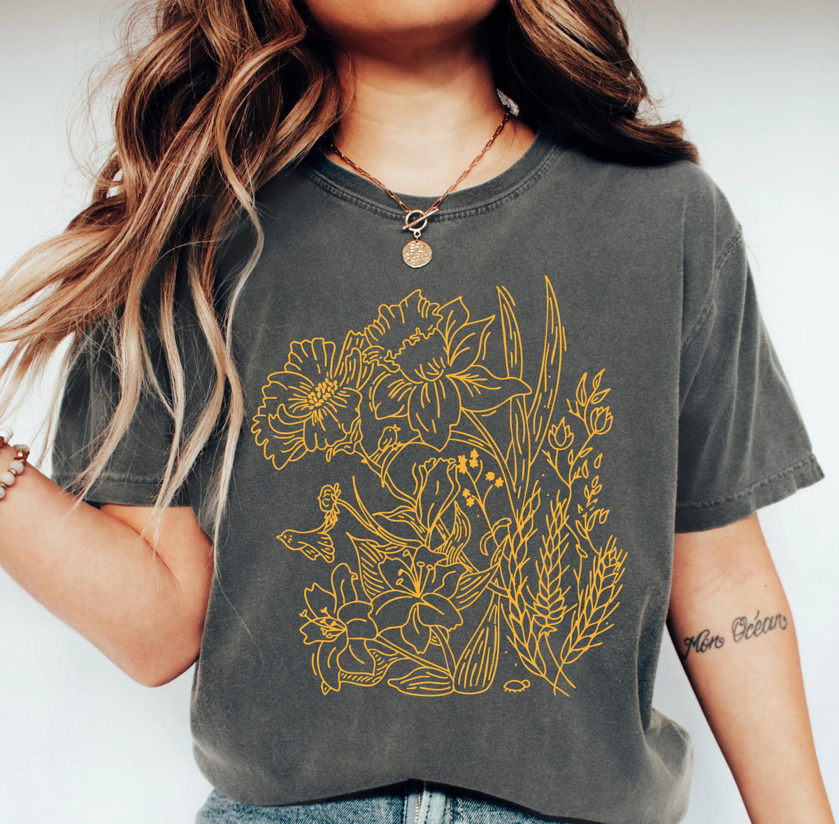 Comfort Colors® Vintage Pressed Flowers Shirt, Boho Wildflowers Tee, Gardener Botanical Gift