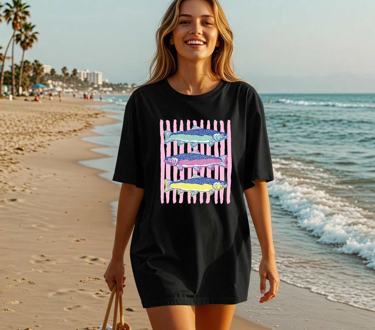 Comfort Colors® Preppy Fish Shirt, Summer Vibes T-shirt, Girls Beach T-Shirt, Summer Trip Tees