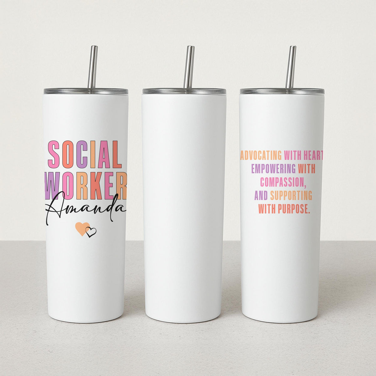 Custom Name Social Worker Tumbler, Custom Stainless Steel Tumbler for Licensed Social Worker