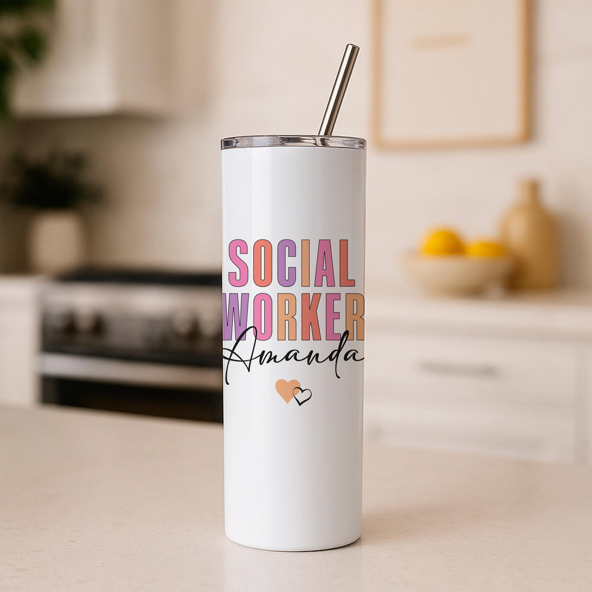 Custom Name Social Worker Tumbler, Custom Stainless Steel Tumbler for Licensed Social Worker