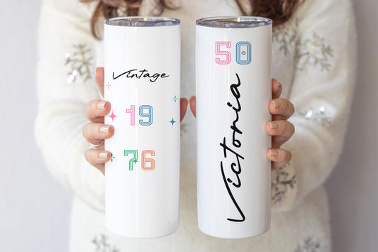 Custom 50th Birthday Tumbler, Personalized 50th Birthday Tumbler