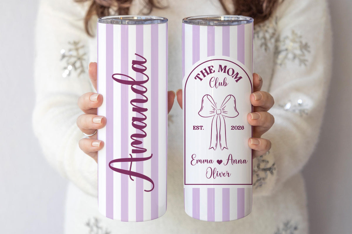 Custom The Mom Club Tumbler, Mom Established Coffee Cup With Kids Names