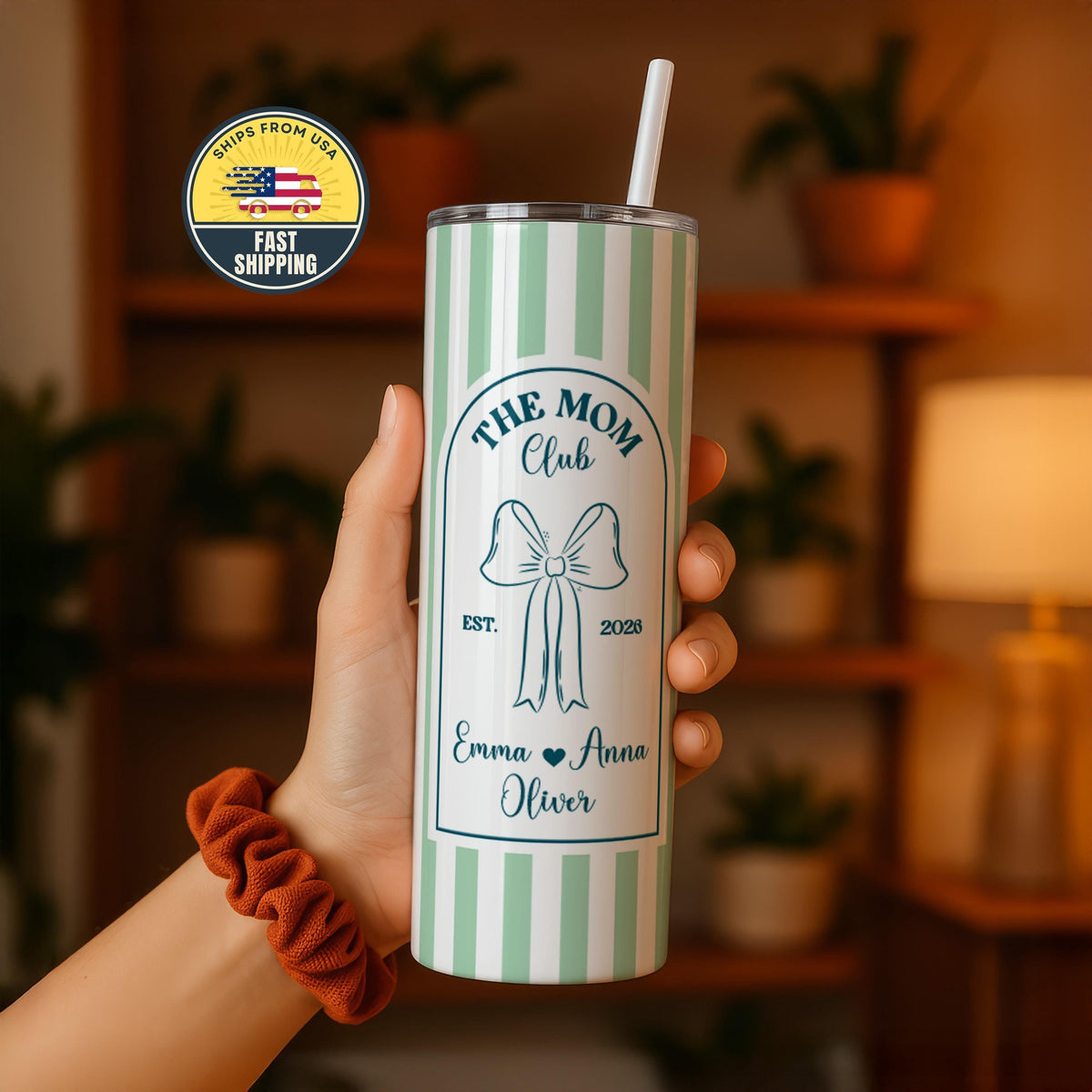 Custom The Mom Club Tumbler, Mom Established Coffee Cup With Kids Names