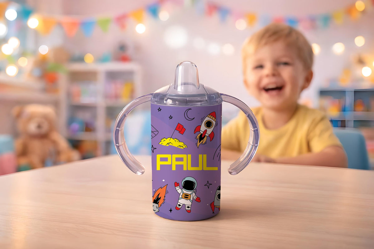 Personalized Pink Unicorn Toddler Cup, Kids Training Sippy Cup Water Bottle
