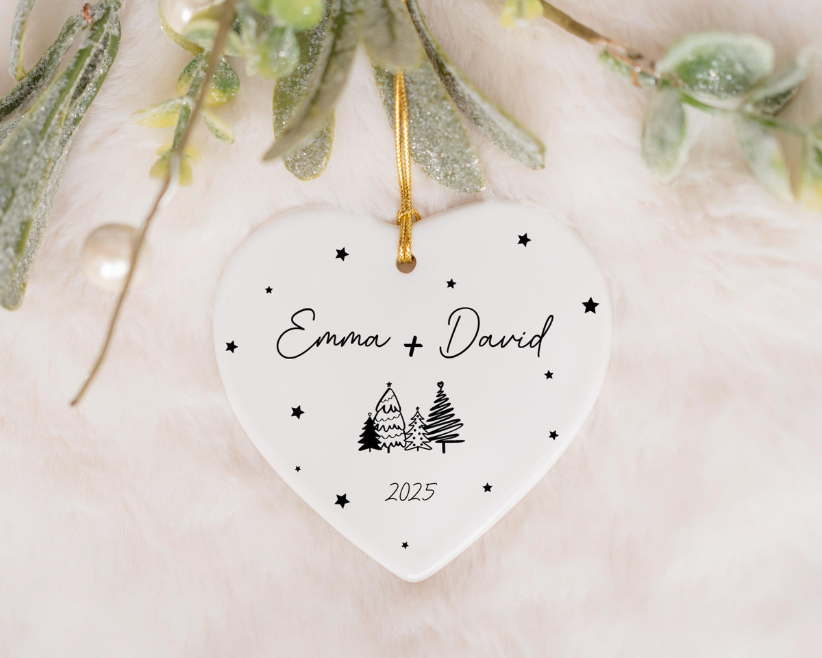 Custom Name Couple Christmas Ornament, Hearth Shape Xmas Keepsake