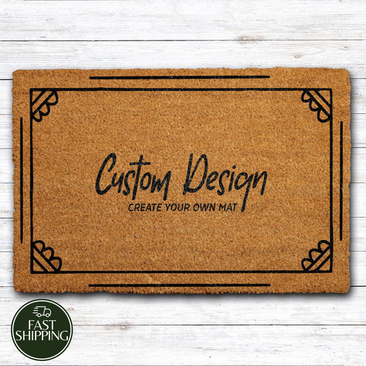 Custom Frame & Font Welcome Mat, Personalized Create Your Design Doormat, Wedding Closing Gift