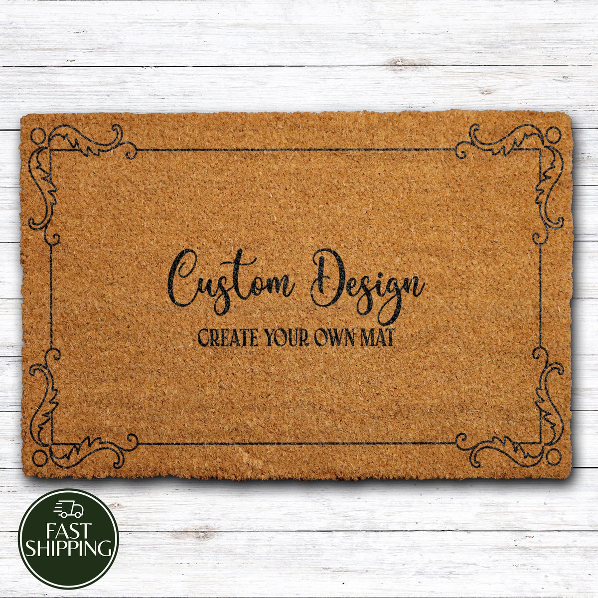 Custom Frame & Font Welcome Mat, Personalized Create Your Design Doormat, Wedding Closing Gift