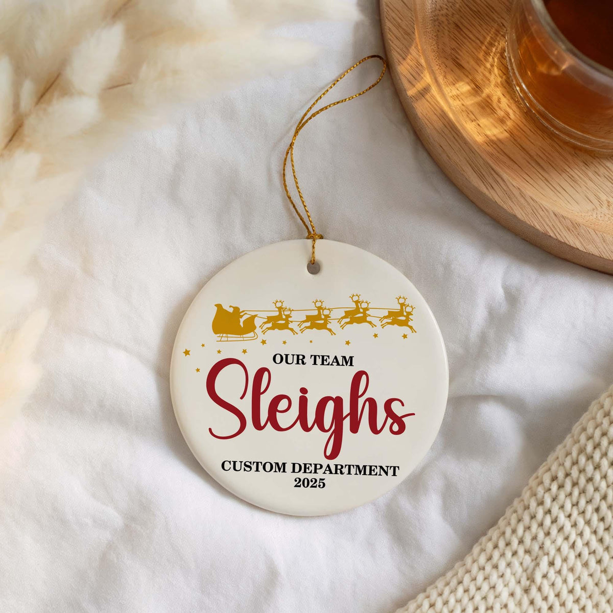 Personalized Team Christmas Ornament, Our Team Sleighs, Custom Coworker Gift