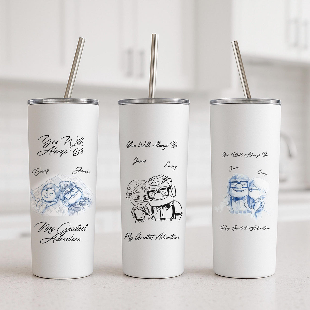 Personalized Adventure Tumbler, Custom Couple Travel Mug, Stainless Steel (20oz)