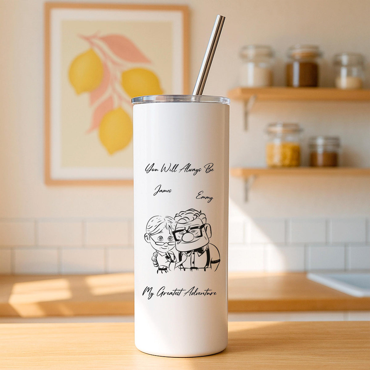 Personalized Adventure Tumbler, Custom Couple Travel Mug, Stainless Steel (20oz)