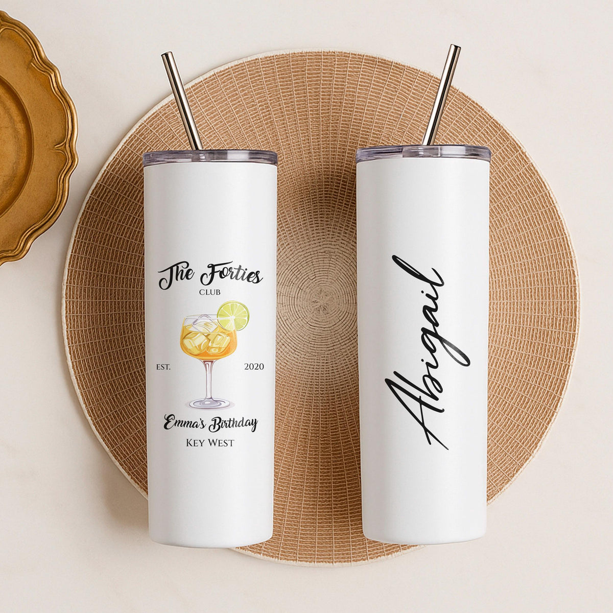Personalized 20oz Skinny Tumbler, Custom Name Stainless Steel Travel Mug