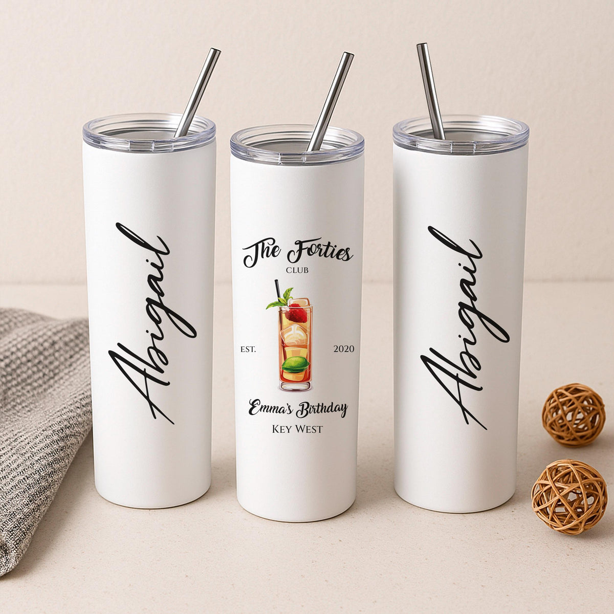 Personalized 20oz Skinny Tumbler, Custom Name Stainless Steel Travel Mug
